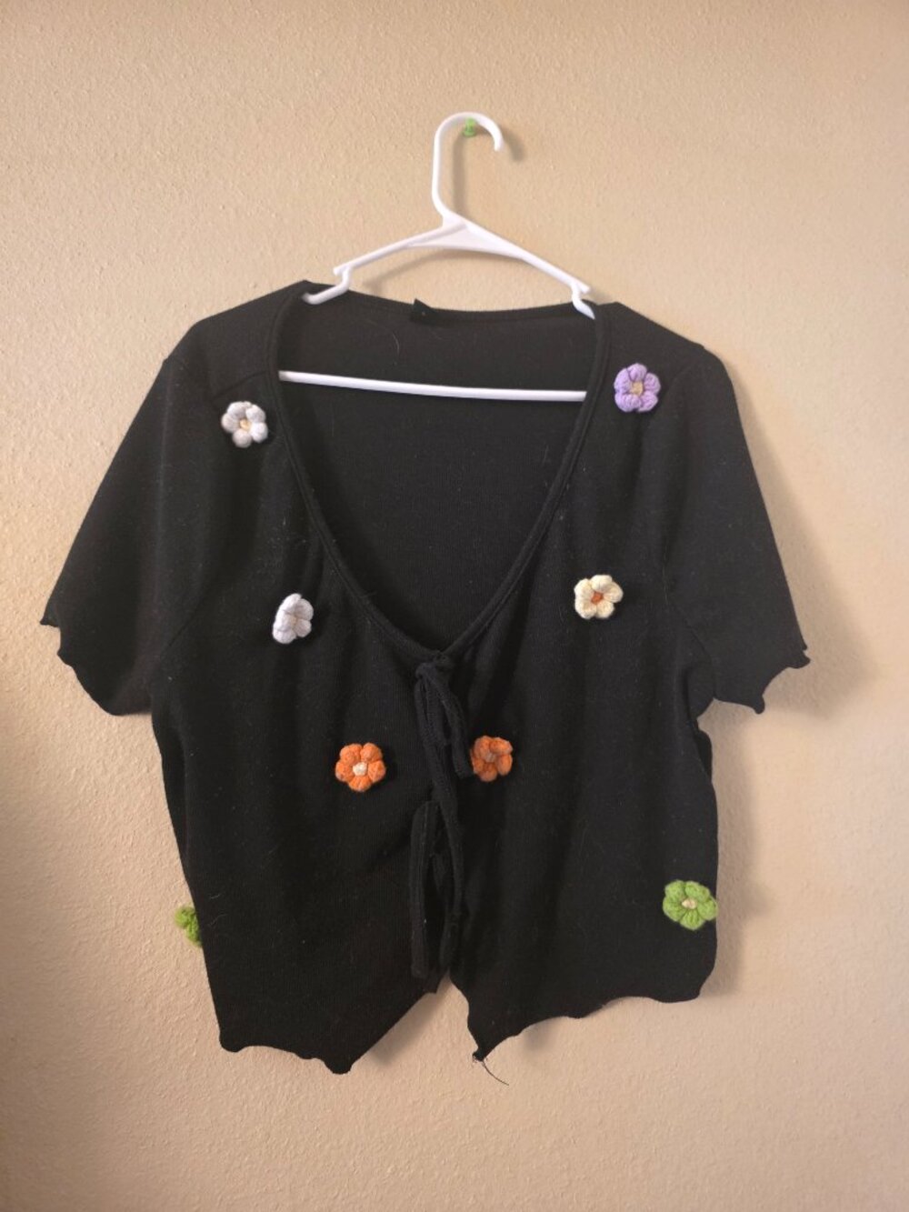 SHEIN Size 2X Black Tie Front Tee